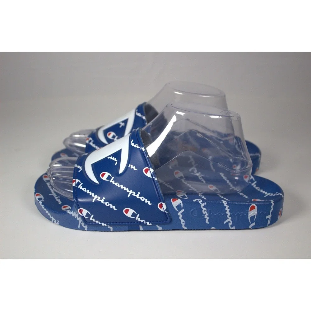 Champion IPO Repeat Mens US 8 M Slide Sandals Royal Blue White Slip On Casual